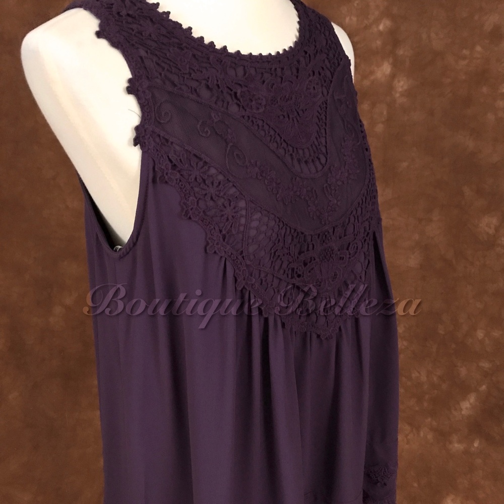 Ruffles and Lace Purple Sleeveless Top